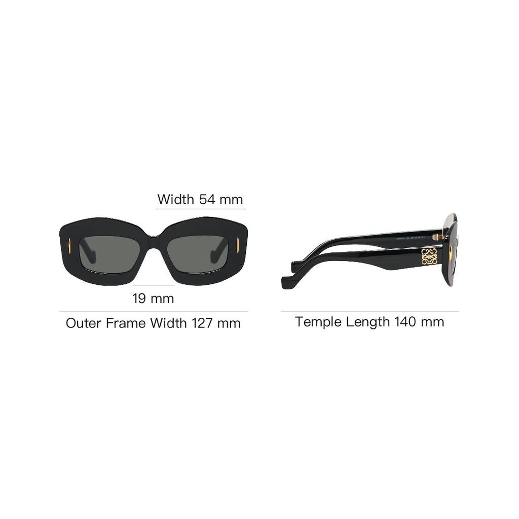 Loewe Geometric Pattern Logo Acetate Frame Irregular Sunglasses Women Sunglasses Black LW40114F01A