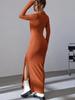 2024 Spring/Summer Women's Ribbed Knit Slim Fit Long Sleeve Lapel Dress