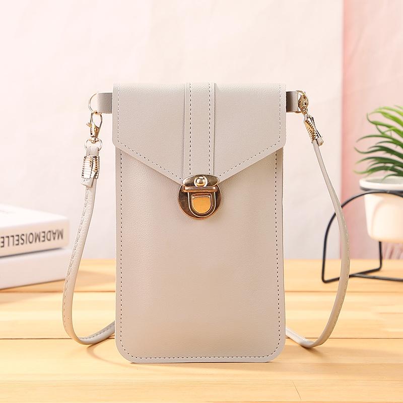 Stilvolle Umhänge-Handy-Geldbörse mit Drehverschluss für Damen, trendige PVC-Vintage-Studenten-Clutch