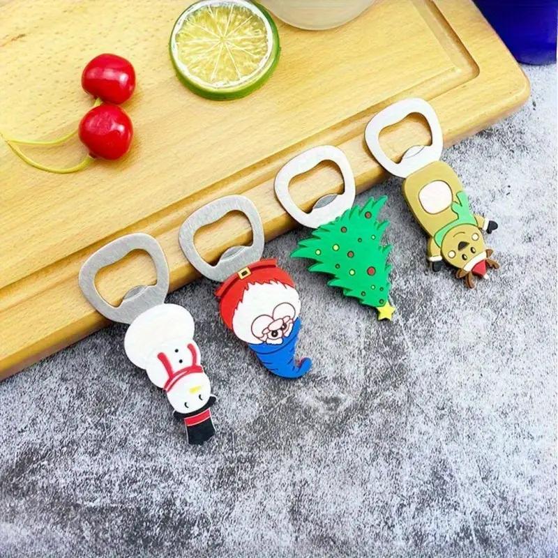 Christmas Magnetic Bottle Opener Santa Claus Beer Eagle Silicone Refrigerator Magnet Kitchen Tool Holiday Party Gift Decoration