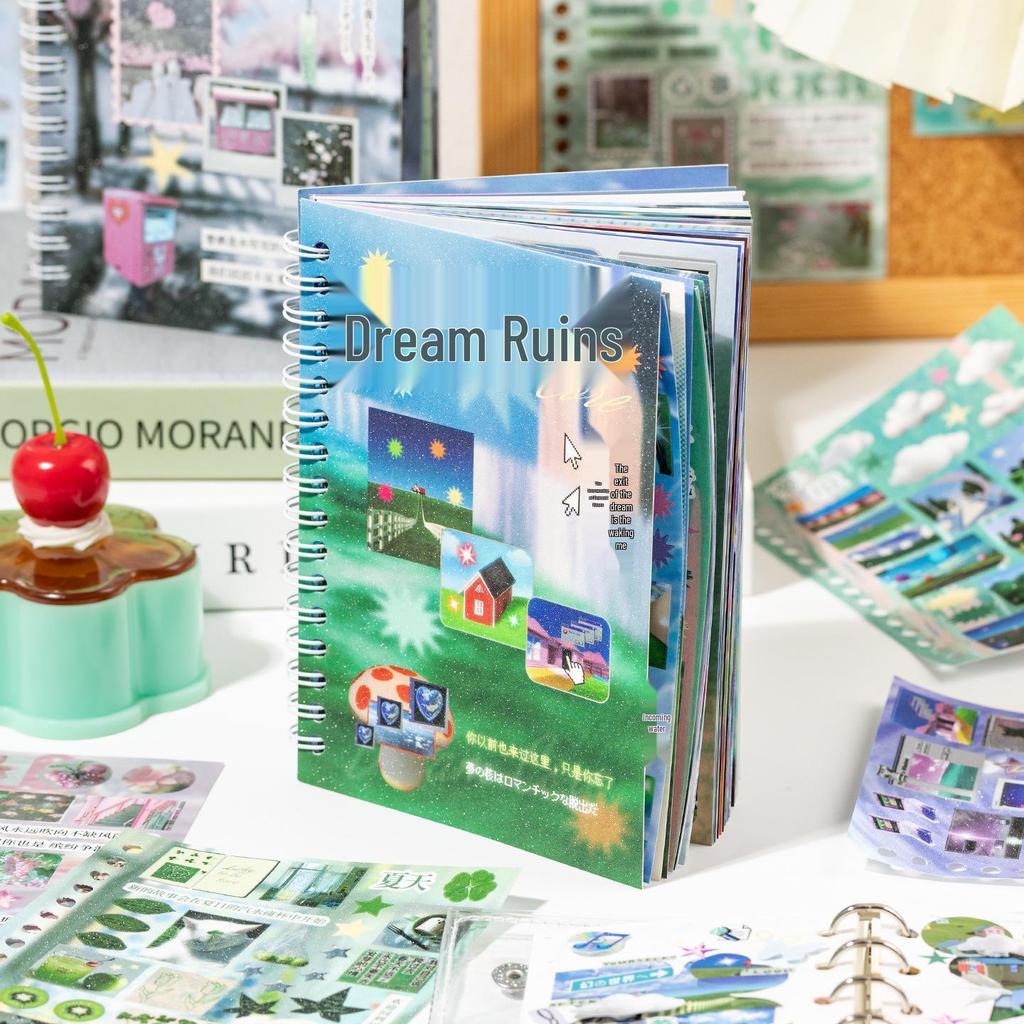 Dreamcore Style Journal & Phone Case Sticker Book for Language, Leisure & Collage Creations
