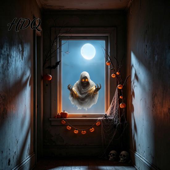 Creative Halloween Gift Ideas Ghost Skeleton Grim Reaper Static Window Clings Horror Break Through Removable Haunted House Decorations Glass Decals,