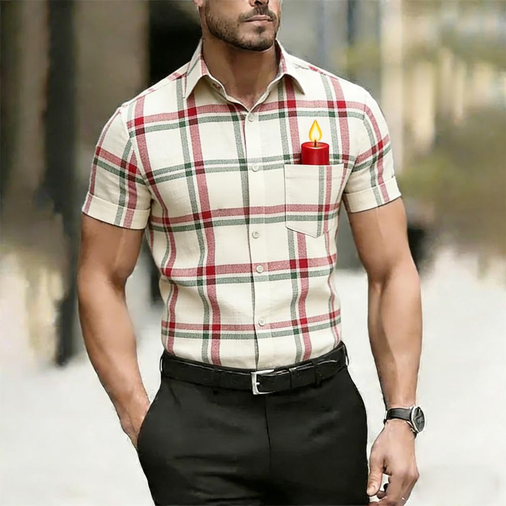 Men's New Short-sleeved Linen Christmas Bell Gift Box 3D Printed Shirt Hawaiian Casual Shirt Outdoor Party Clothes Men for You