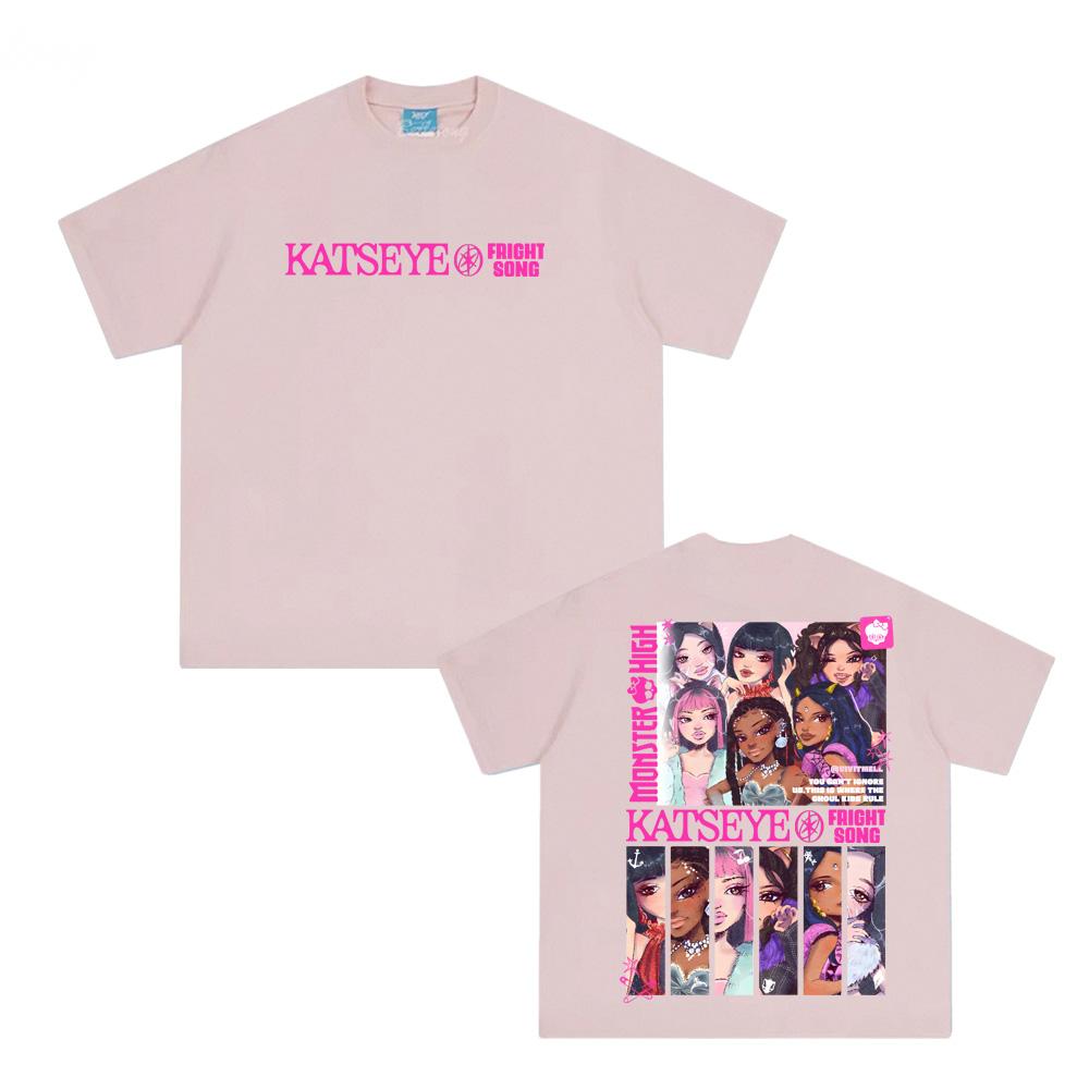 KATSEYE Manga T-skjorter Ny Stil Trend 100% Bomull Høy Kvalitet T-skjorte Sommer Koreansk Jentegruppe O-hals Casual Topp