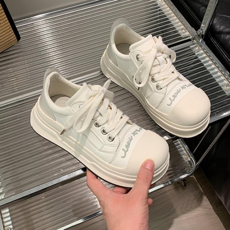 

Модная корейская повседневная обувь на платформе женская 2025 новая ретро-мода универсальная на толстой подошве легкая дышащая обувь для скейтборда Zapatillas 40 белый