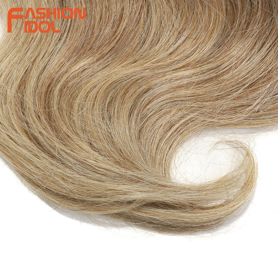BELLA 24 Zoll Body Wave Häkelhaar 3 Stück Synthetisches Haar Zöpfe Kunsthaar Ombre Blond Braun Natürliche Flecht-Haarverlängerungen