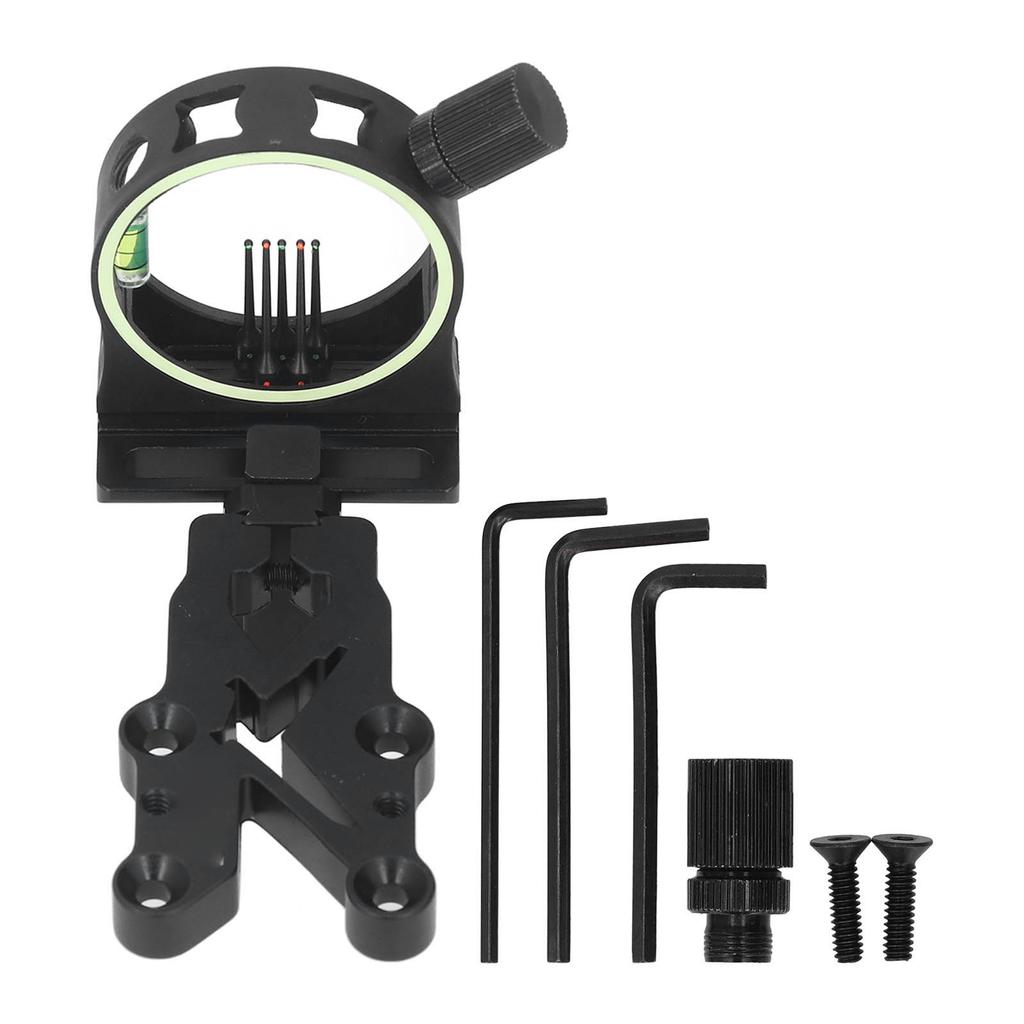 Compound-Bogenvisier mit Wasserwaage, Visierlicht, 5 Pins, Zweiwege-verstellbar, Bogenschießzubehör für Outdoor