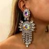 Colorful Tassel Pendant Earrings, Sunflower Crystal Earrings, Suitable for Weddings, Parties, Dinners, and Dances