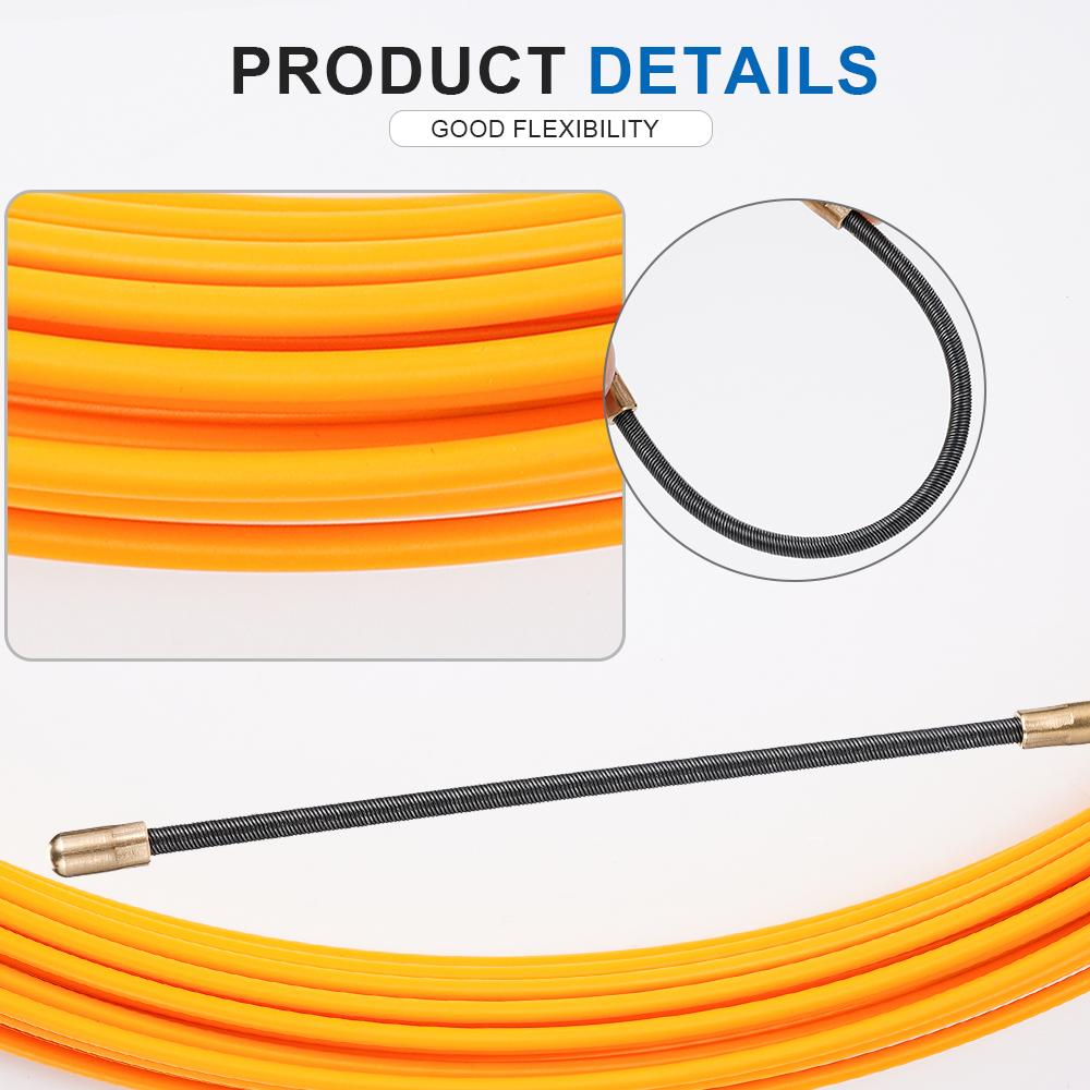 3mm Fiberglass Cable Puller Wall Wire Conduit Fish Tape Yellow Cable Cable guide Electrician Pushing Tape 5M/10M/20M/30M/50M