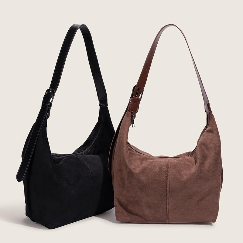 South Korean Niche Design Soft Dumpling Bag Women's Suede Retro Commuting Shoulder Cross-slung Tote