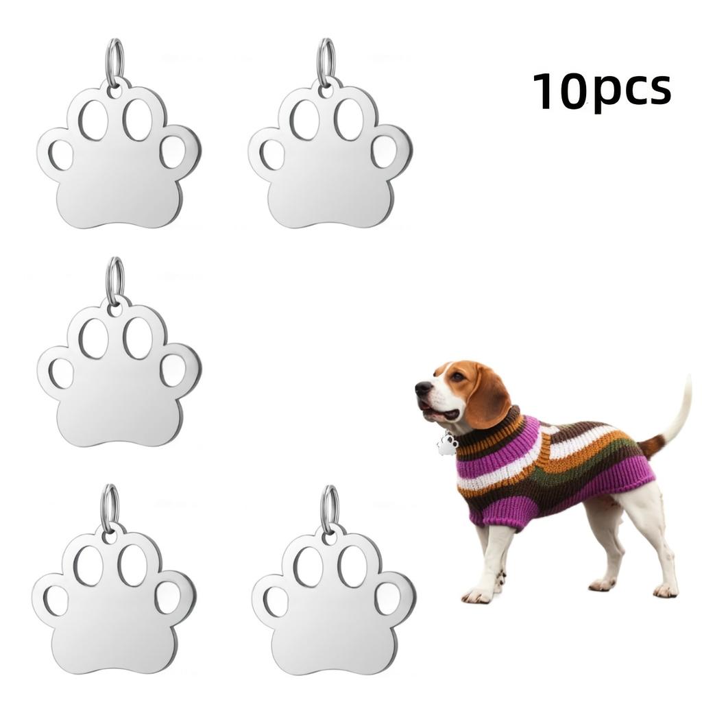 10 Pieces/set, Exquisite Metal Cat Name DIY Tag, Pet Name Phone Number ID Craft Label, New Cat Paw, Dog Paw Shaped Dog Tag, Metal Dog Tag,