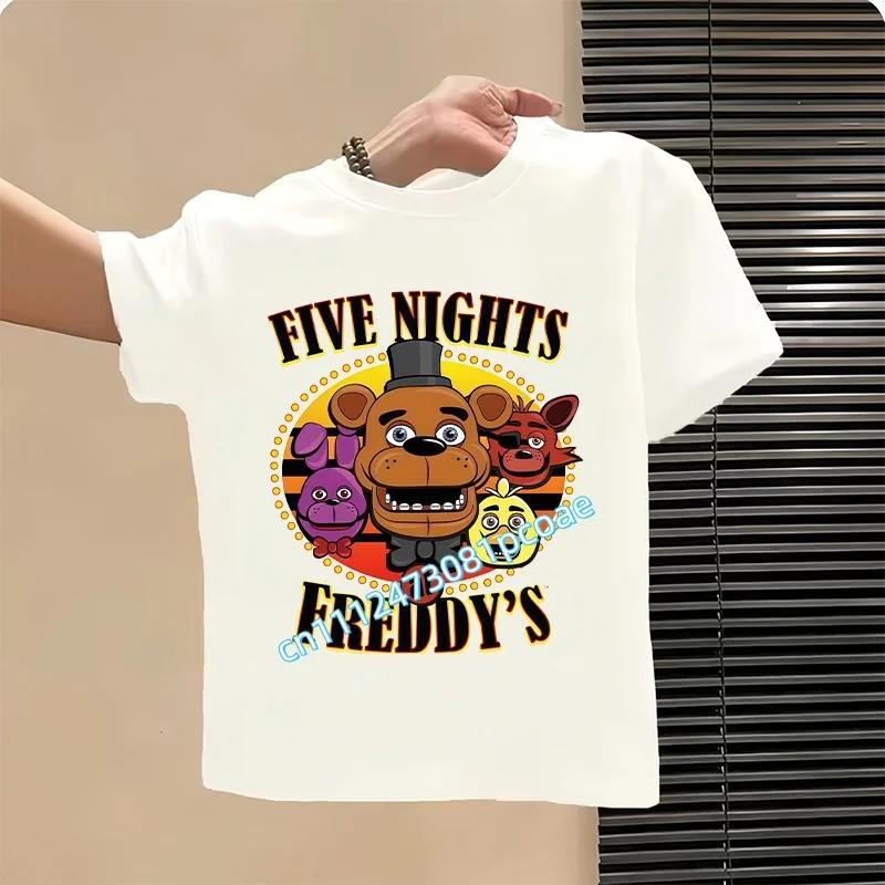 T-shirt FNAF Traspiranti Bambini Five Nights At Freddy Carino Top a Manica Corta Ragazzi Ragazze Moda Estiva T-shirt Abbigliamento Bambini
