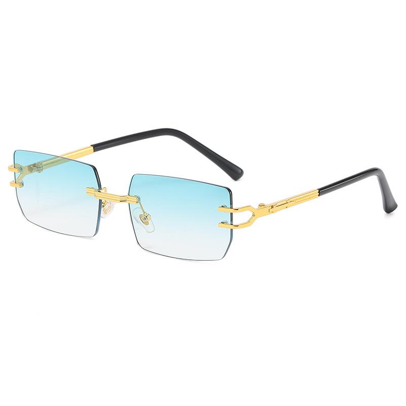 8064 Rimless Sunglasses, Square Gradual Change Glasses, Wind Street Shot Trendy Sunglasses