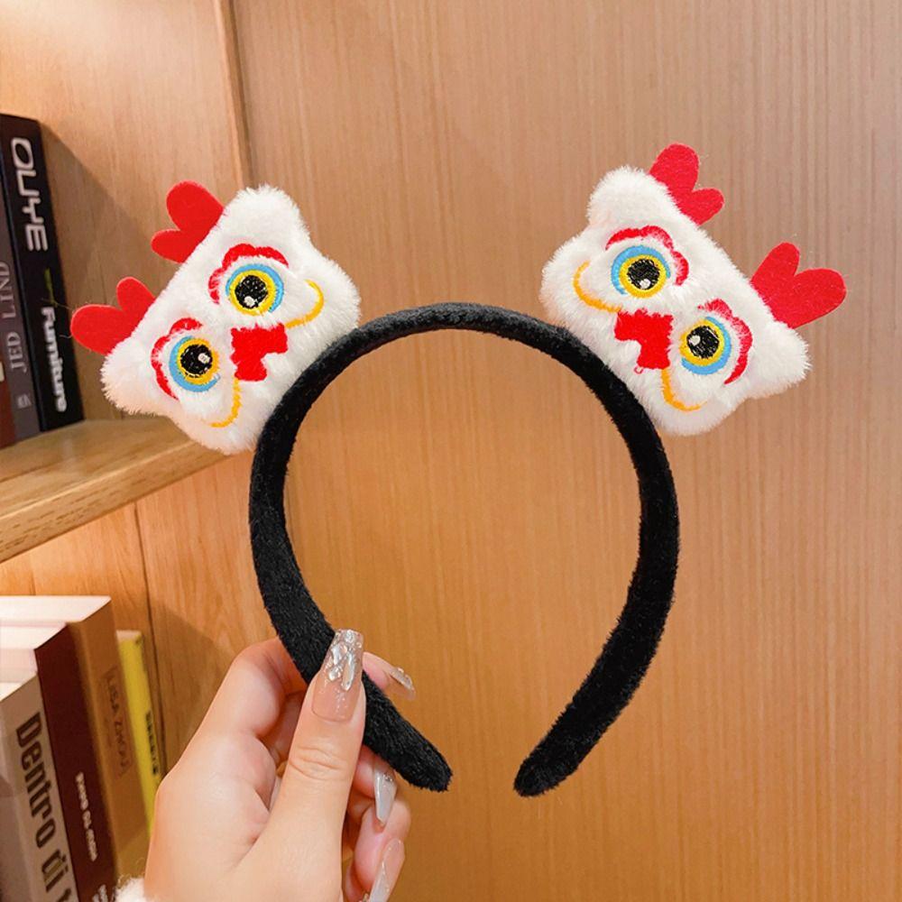 Red Hairband 2024 Happy New Year Headband Lion Dance New Year Headdress  New Year Gift