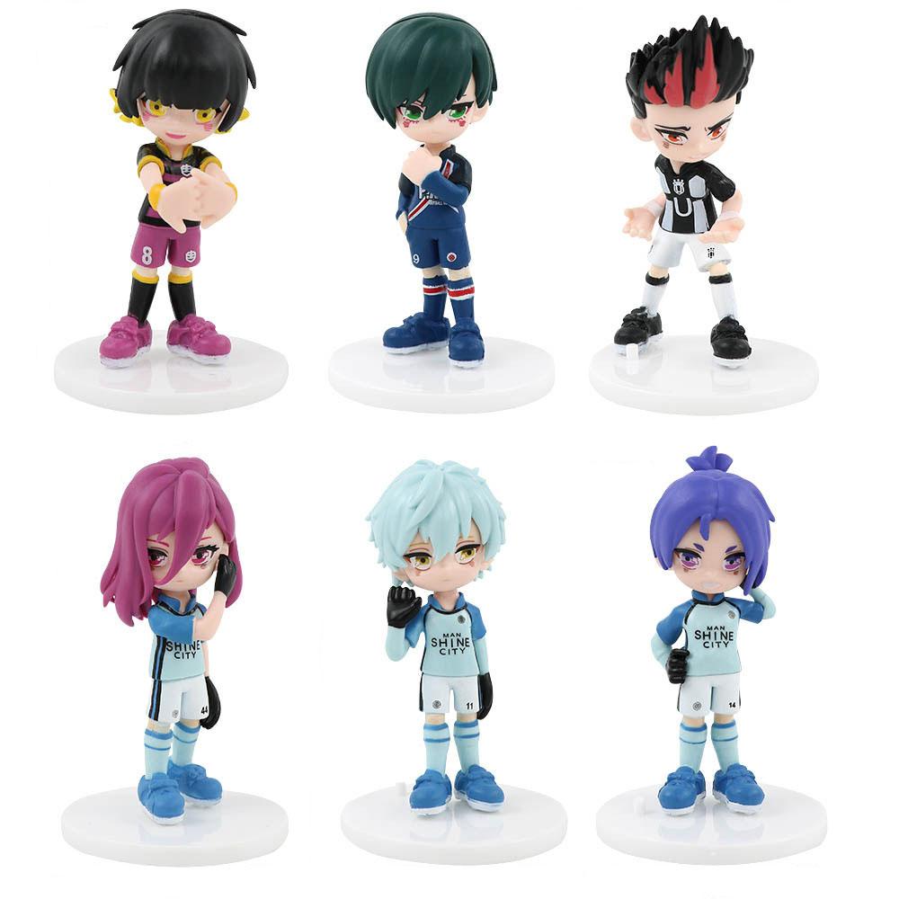 6pcs/set BLUE LOCK Isagi Yoichi Anime Figure Toys Collection Animation Model Cute Version Doll Desktop Ornaments