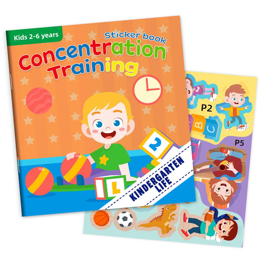Happy Kindergarten Sticker Book No Trace No Glue Children'S Cognitive Learning Sticker Toy Quiet Book
