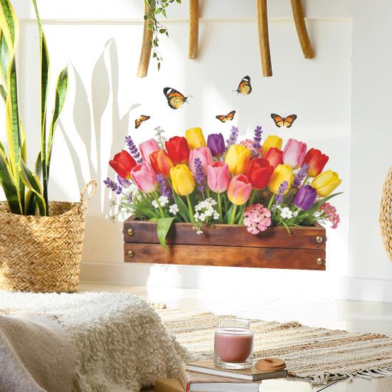 Tulip Flower Wall Stickers Peel and Stick Wall Decals Vinyl Floral Stickers