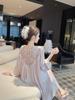 2026 Ice Silk Long Sleeve Nightgown for Women - Plus Size, Sexy French Style