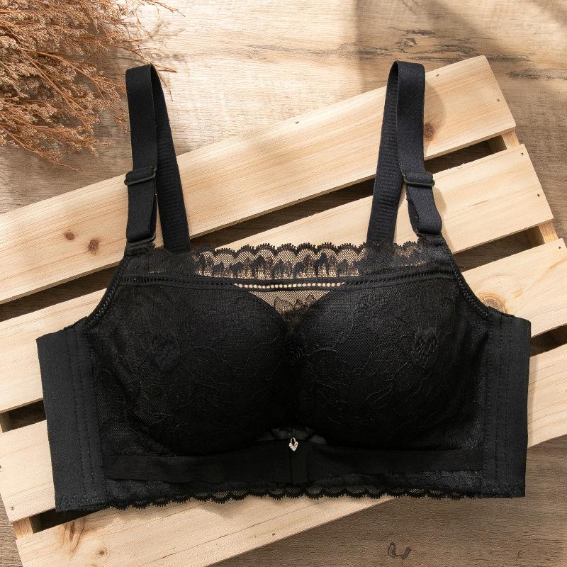 

New product hole cup bra thin tube top spring and summer gathering breathable anti-light no steel ring lace 3475AB чёрный