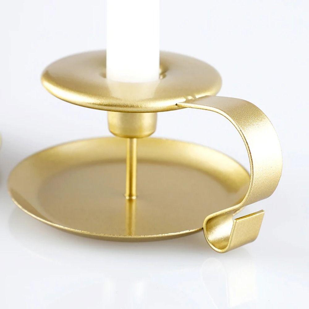European Style Handheld Metal Candlestick with Handle Tabletop Candles Stand Birthday