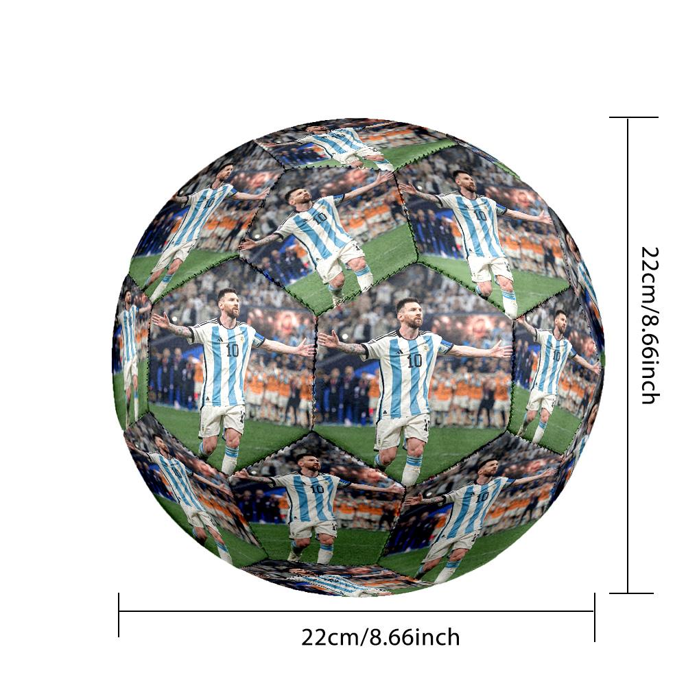 Messi 10 Number Champion'S Embrace Size 5 Soccer Ball Machinestitched Indooroutdoor Universal Football Sports Enthusiast Gifts Distinctive Home Decor 