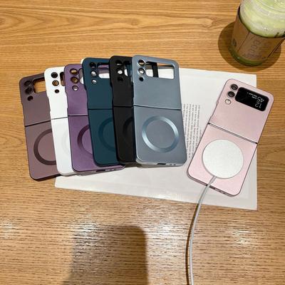 Suitable for Samsung Z Flip5 Folding Liquid Metal Paint Magnetic Zflip3 4 Silicone Mobile Phone Case Simple