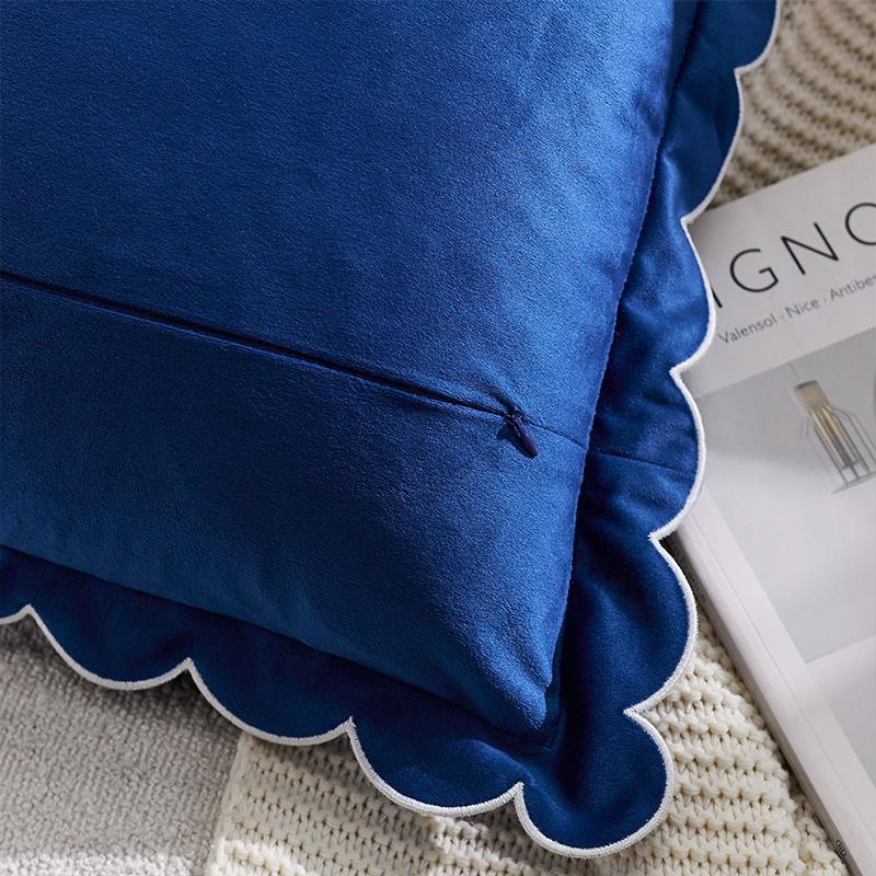 1PC Case Soft Accent Cozy Sham Elegant Cushion Cover Ruffled Pillow Solid Scalloped Edge Multiple colors