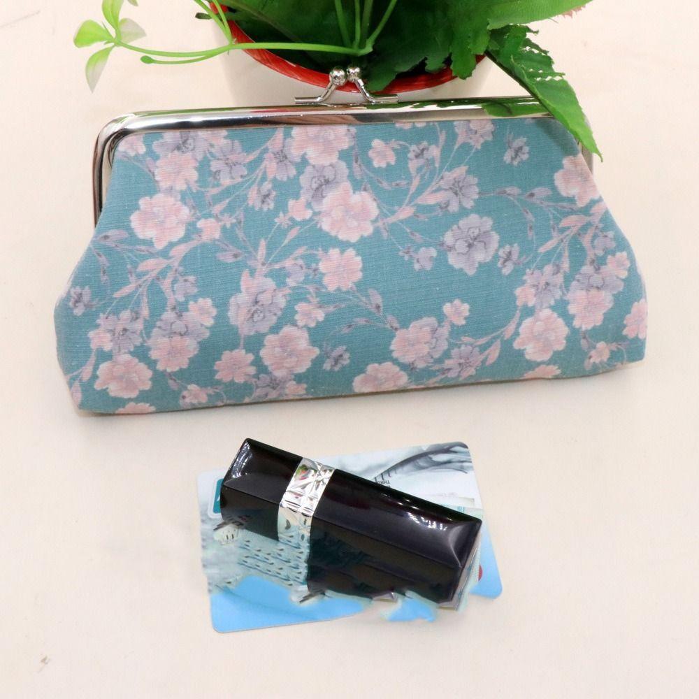 Printing Long Kiss Lock Wallet Hasp Money Clutch Bag Retro Retro Flower Coin Purse  Small Item