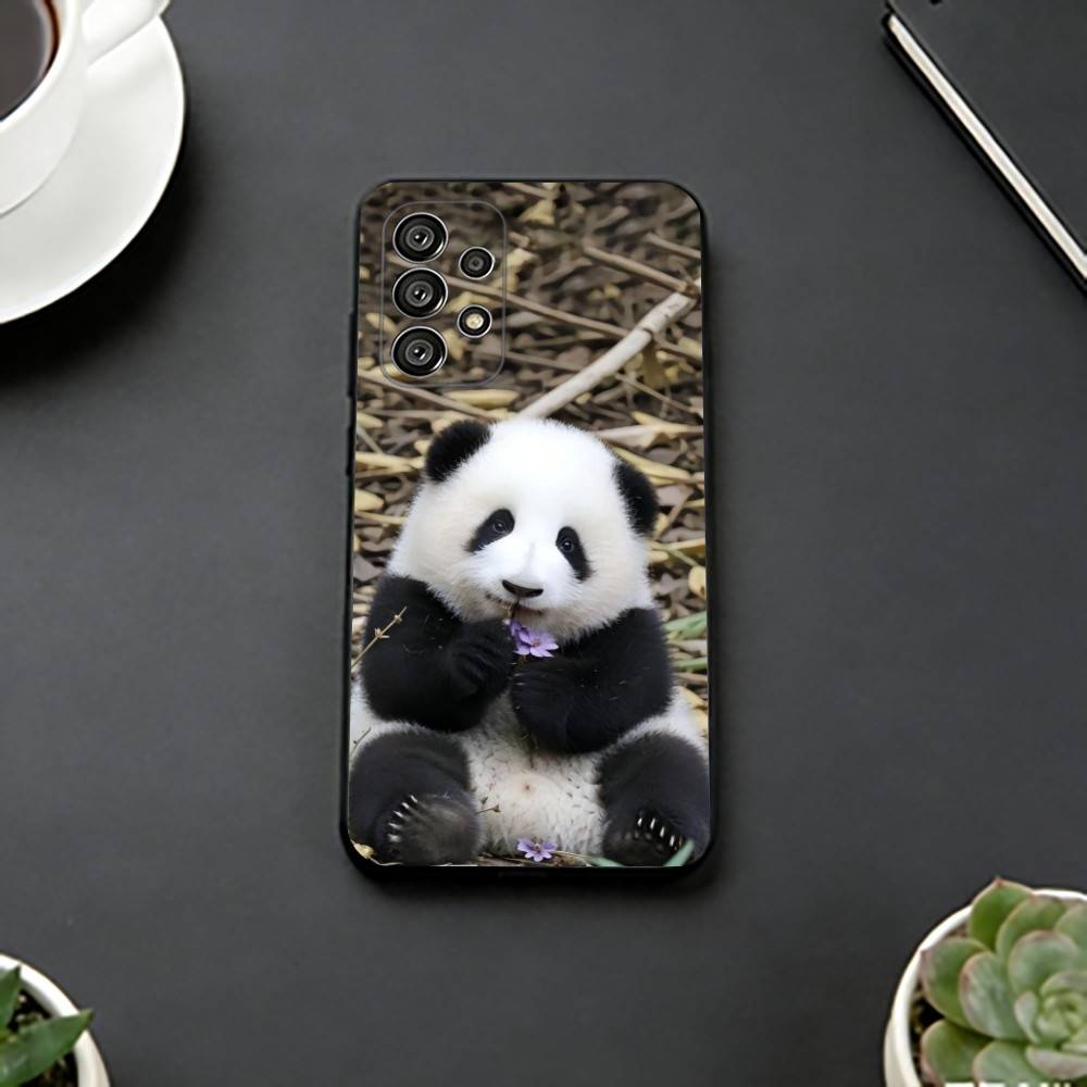 Cute F-Fubao Animal P-Panda Phone Case Black Silicone Soft For Samsung S25,S24,S21,S22,S23,S30,Ultra,S20,Plus,Fe,Lite Samsung S24ULTRA