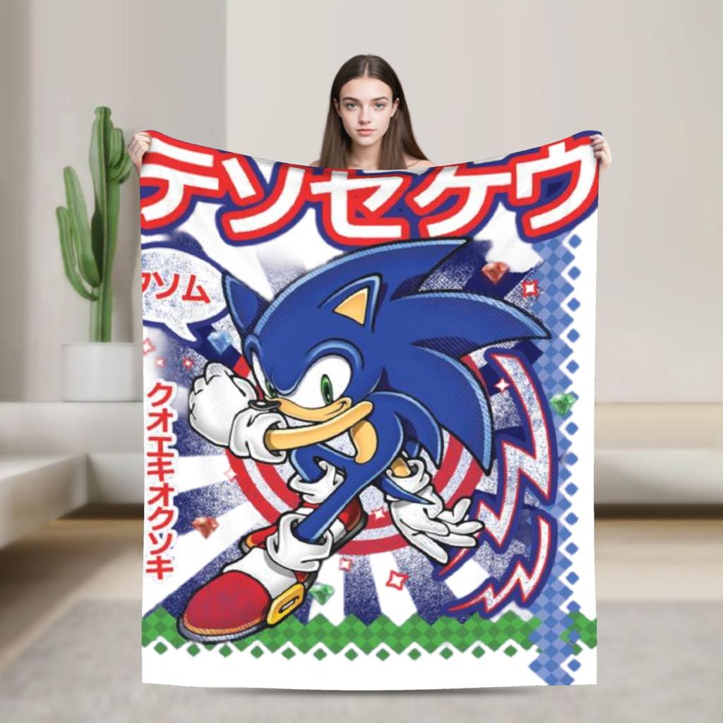 The Hedgehog Shadow Blankets Fleece Summer Air Conditioning Game Breathable Super Soft Throw Blankets for Bed Office Bedspread