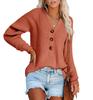 Autumn Winter Women's Button Front Knitted Pullover V Neck Sweater Long Sleeved Knitwear Luxurious Relaxed-fit Slimming and Versatile Top