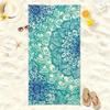 Boho Summer Vacation Beach Towel Vintage Tie Dye Sunburst Print Quick Dry Sand-Free Bath Towel Soft Absorbent Towel for Beach