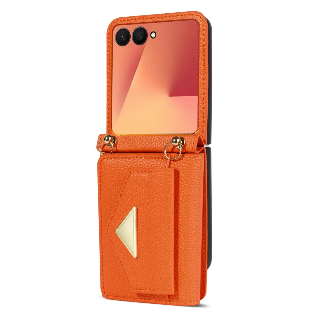 Crossbody Leather Case For Samsung Galaxy Z Flip 7 FE 6 5 4 3 5G Z Flip7FE Card Solt Wallet Long Lanyard Strap Phone Cover