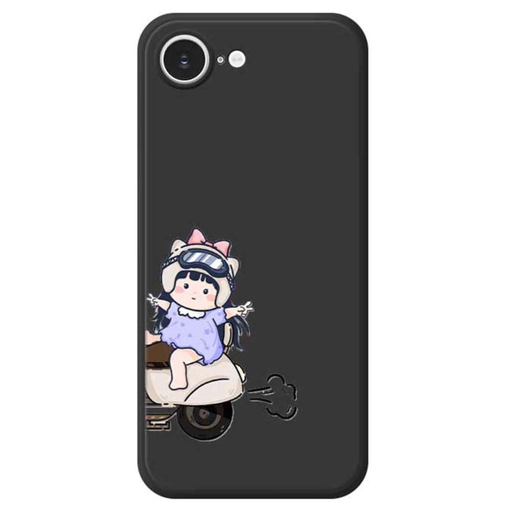 For iPhone 16e Case Helmet Girl Pattern Printing Straight Edge TPU Phone Back Cover
