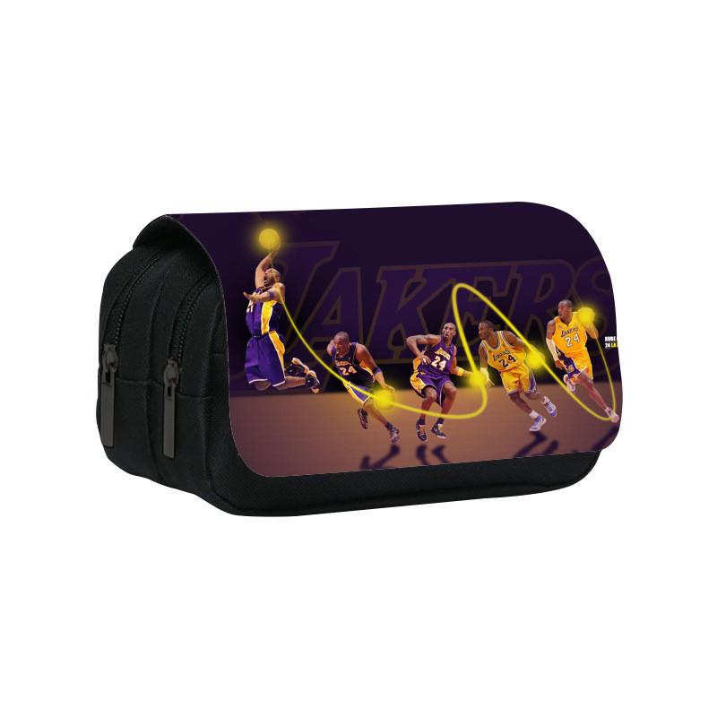 Kobe Bryant Double Layer Pencil Case With Nylon Material For Students And Nba Fans