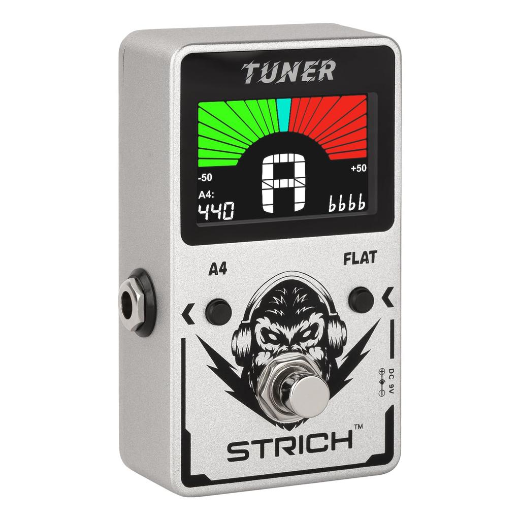 STRICH Tuner Guitar Pedal with Precision Chromatic Drop Tuning, 430-450Hz, A4 True Bypass, Color Display, for Electric Guitar and Bass