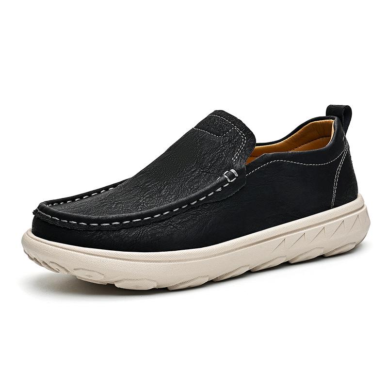 Men s Large Size Casual Leather Loafers - Trendy Slip-on Style 38