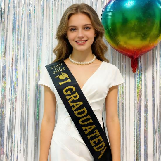 Graduation Ribbon Letter Print Adjustable Length Class of 2026 Celebration Ribbon Ceremony Outfit Accessory