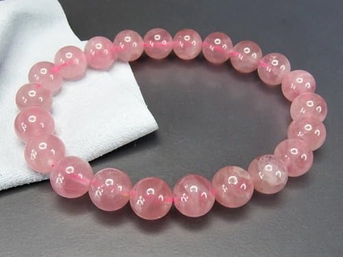 [Steinstrasse] Tiefes Rosenquarz-Armband, ca.. 8,5 mm, Magentafarbe, Naturstein, Schön, Glück Liebe 152