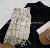 Plaid Imitation Cashmere Scarf Women's Winter New High-end Versatile Shawl Student Warm Scarf White