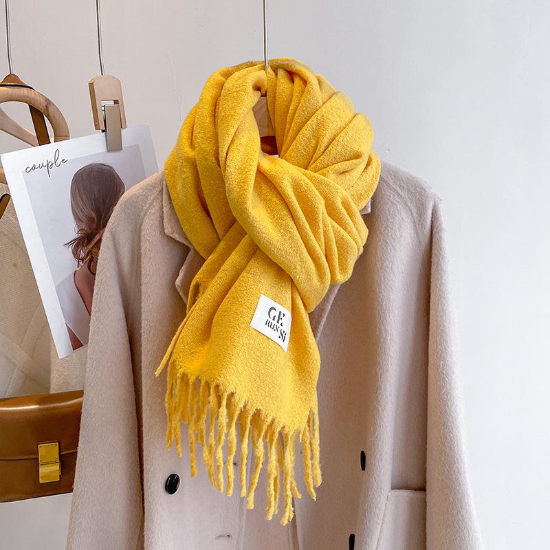 New solid color casual scarf simple fashion scarf men's and women's thickened versatile shawl