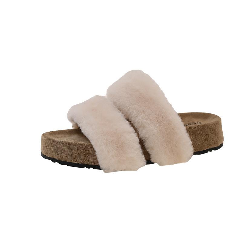 Women's Autumn New Gentle Retro Casual Slippers with Thick Bottom and Heightened One-word Cotton Mop