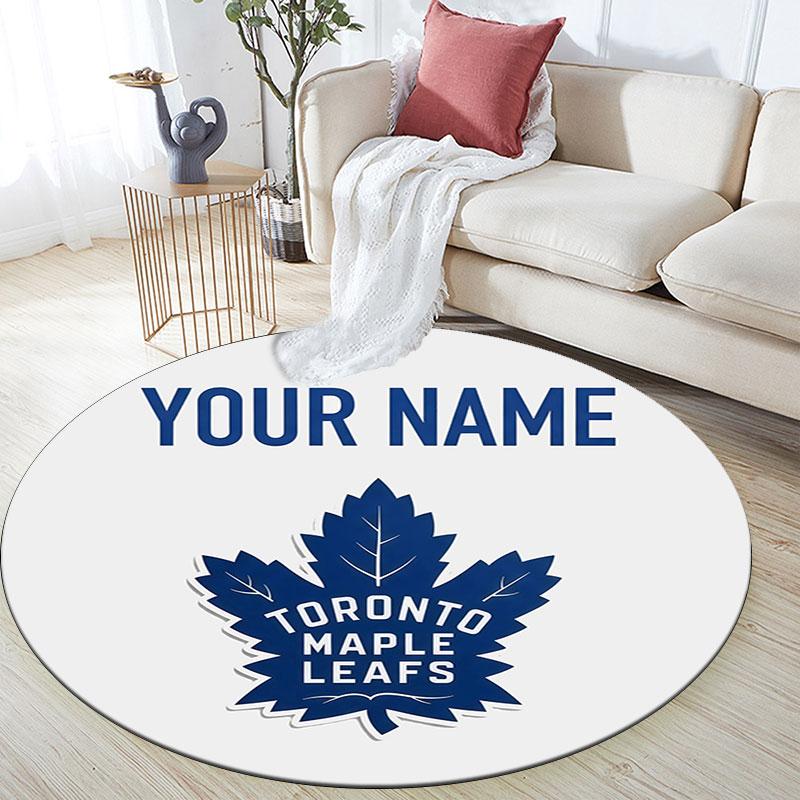 Custom Name,Toronto Maple Leafs pattern round rug,Carpet Rug for Living Room Bedroom Playroom ,Non-slip Floor Mat,Holiday Gifts and Birthday Gifts.