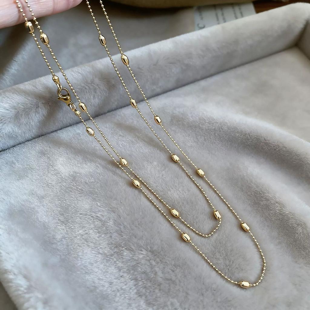 Vintage Gold Silver Color Double Layered Long Stacking Choker Temperament Chain Necklace For Women Fashion Trendy New Jewelry