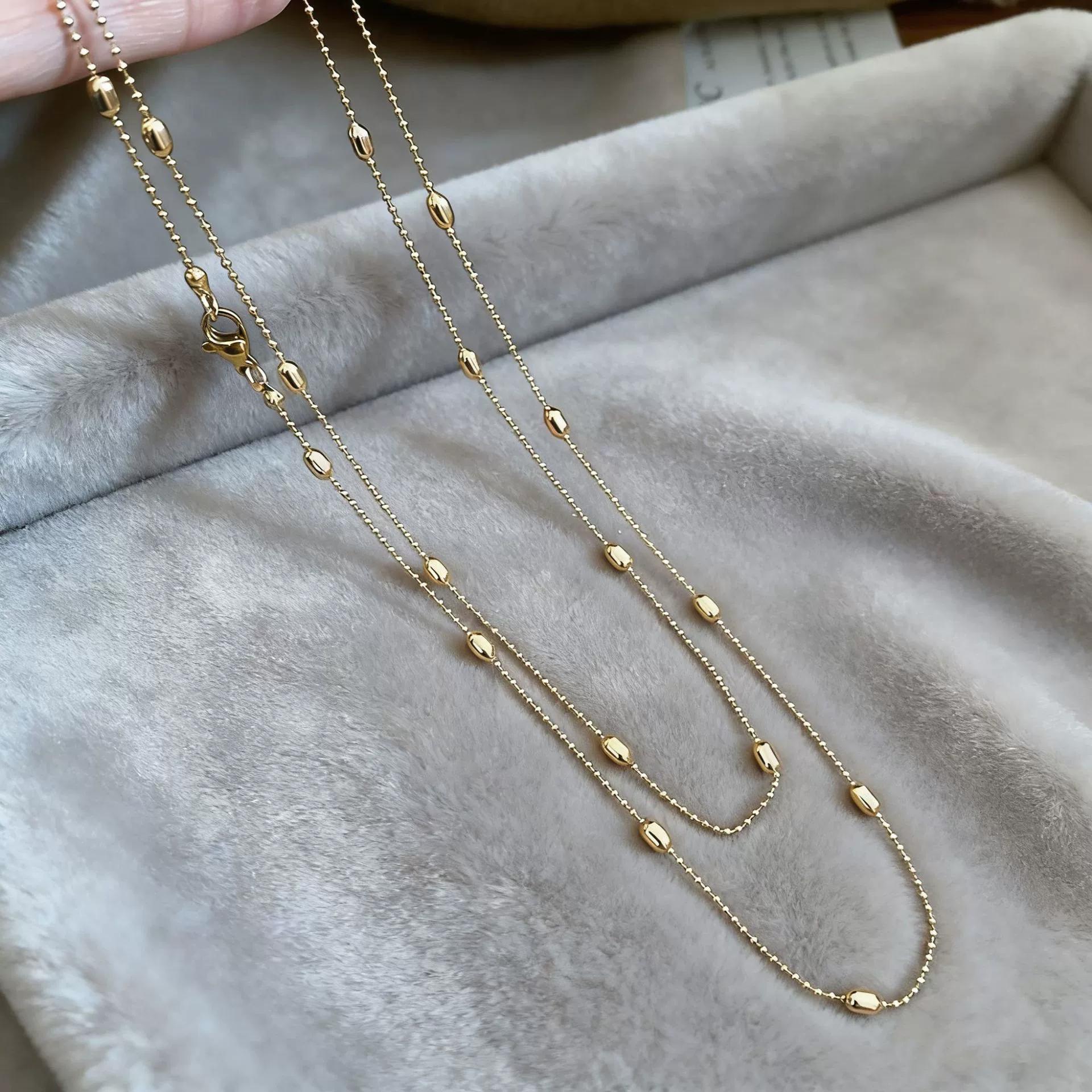 

Vintage Gold Silver Color Double Layered Long Stacking Choker Temperament Chain Necklace For Women Fashion Trendy New Jewelry
