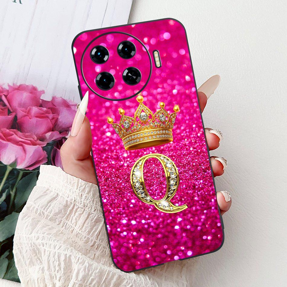 For Tecno Spark 20 Pro+ 20Pro 20 20C Fashion Crown Letter Phone Case For Spark20 20 Pro Plus Black Silicone Soft Cases Bumpers