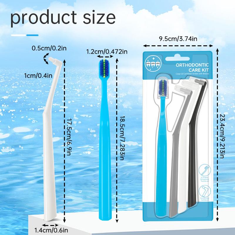 Toothbrush With L Shape Push-Pull Interdental Brush Tufted Brush Clean Braces Tooth Brush Soft Bristle Toothbrush Oral Care