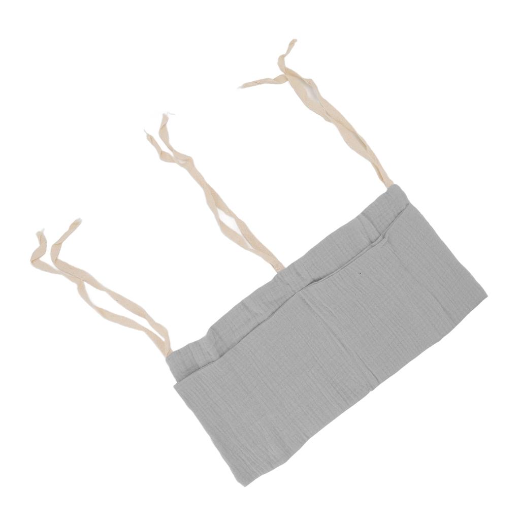 Baby Bed Storage Hanging Bag 2 Pockets Adjustable Strap Infant Bedside Storage Bag for Toy Grey