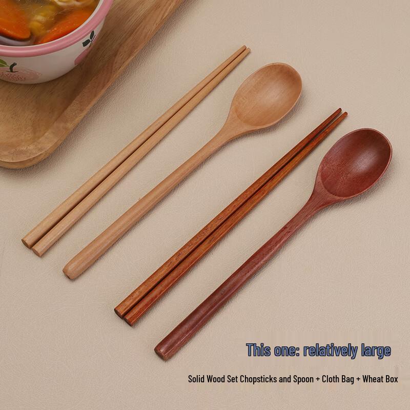 Natural Wood Portable Chopsticks and Fork Set