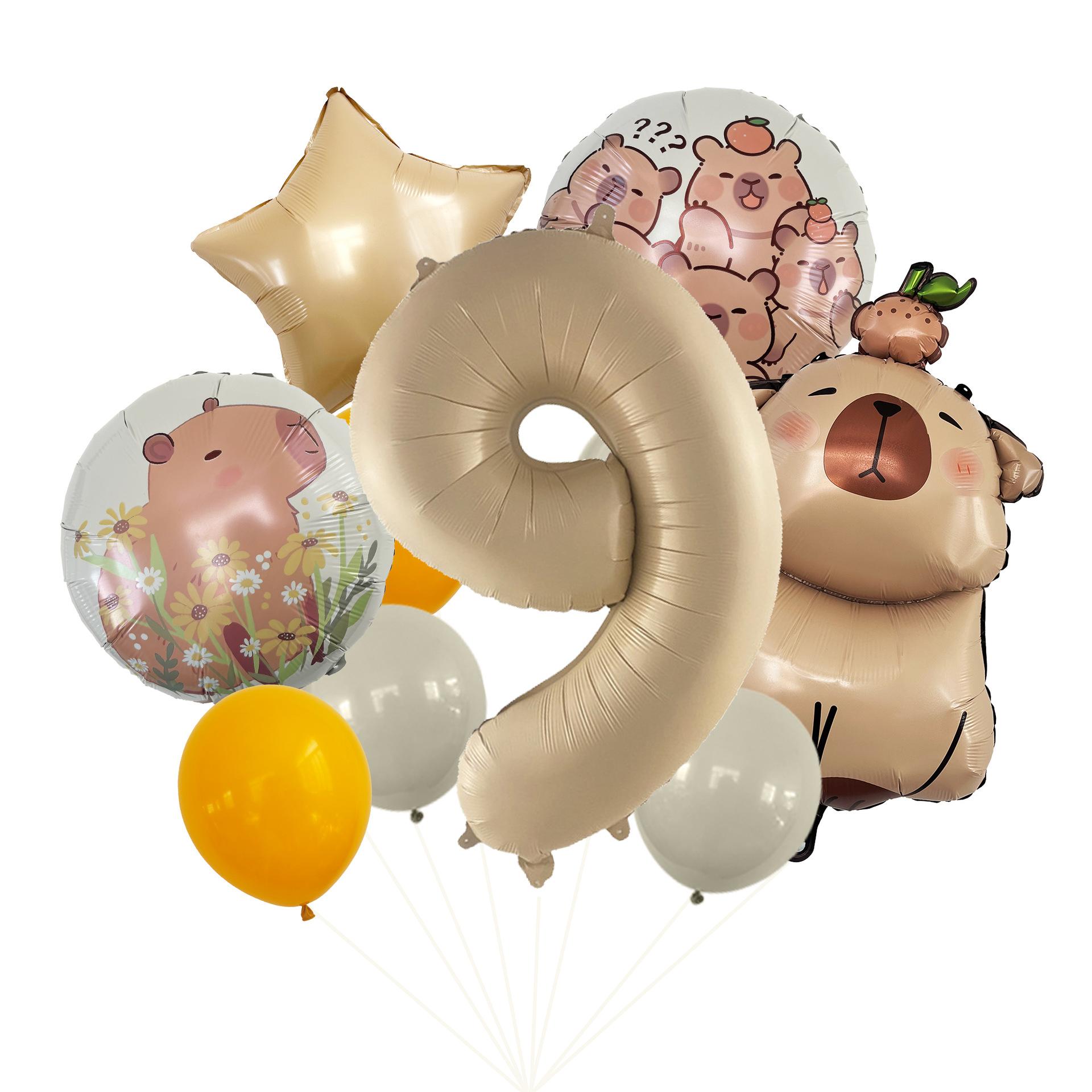 

Cartoon Capybara Kapibara Theme Caramel Color Digital Aluminum Film Balloon Set Party Birthday Balloon Kapibara Digital Set 9